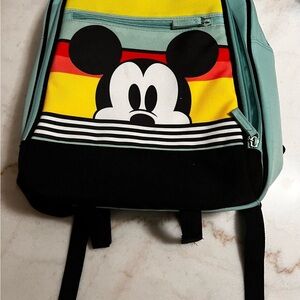 Disney Store Mickey Mouse Summer Blue Multi Stripes Food Cooler Backpack